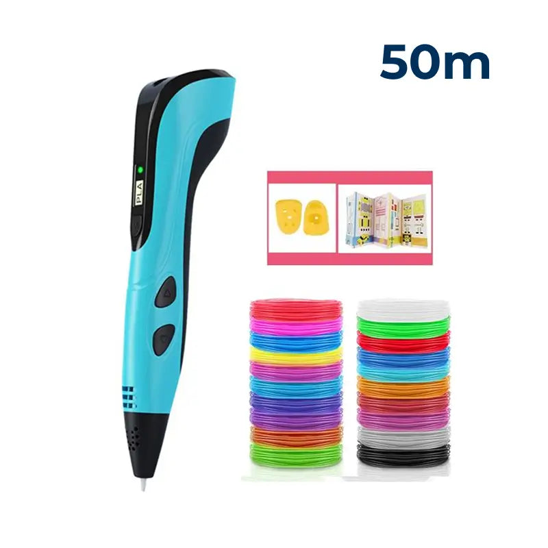 Pluma 3D con pantalla LCD y filamento PLA para niños, kit creativo con carga Type-C y 3 velocidades para dibujar y crear en casa