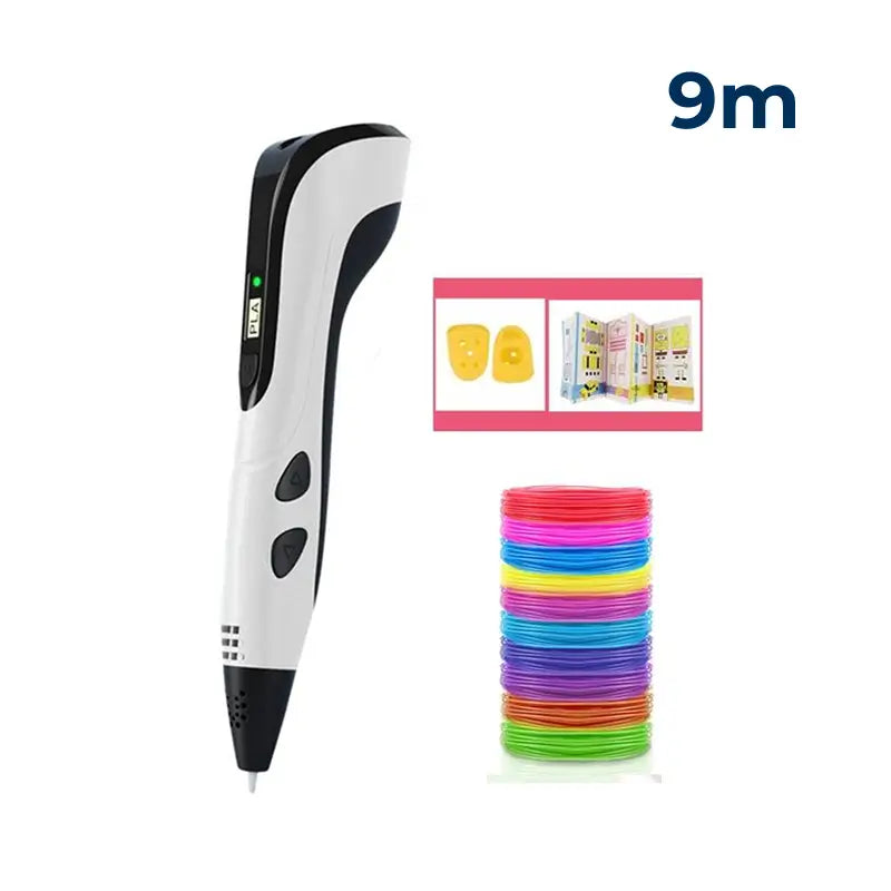 Pluma 3D con pantalla LCD y filamento PLA para niños, kit creativo con carga Type-C y 3 velocidades para dibujar y crear en casa
