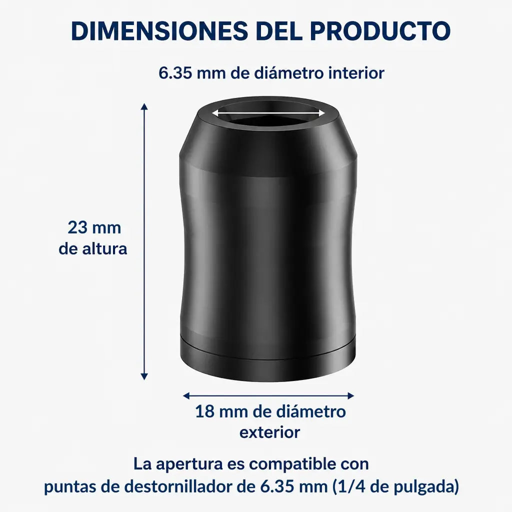 Anillo magnético para puntas hexagonales 1/4 pulg / 6.35 mm, sujeta tornillos para taladro en casa, taller y auto con mejor control en espacios reducidos