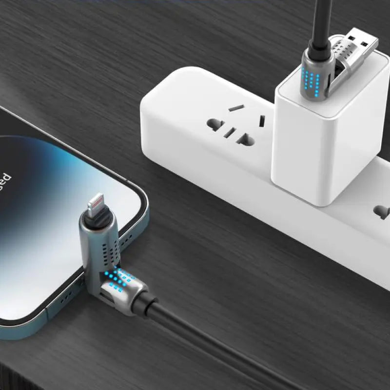 Cable USB-C 4 en 1 de 240W, Carga Rápida PD 5A, Sincronización de Datos, USB-A, Tipo-C y Lightning, de Aluminio, Universal para Celulares, Tabletas y Laptops