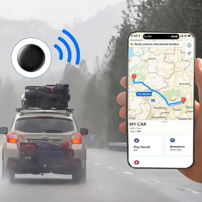 Rastreador GPS para Auto, Localizador Mini con Estuche Magnético Resistente al Clima - Sin Mensualidades - Rastreador GPS Oculto de Cobertura Global, Dispositivo Anti-extravío, Compatible con Apple Find My (Solo iOS) y Android