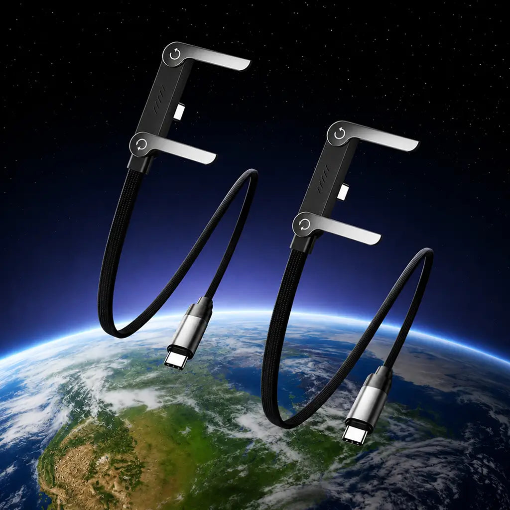 Cable cargador USB-C 240W con soporte plegable integrado para jugar, ver videos y trabajar desde tu celular en oficina, auto o viaje