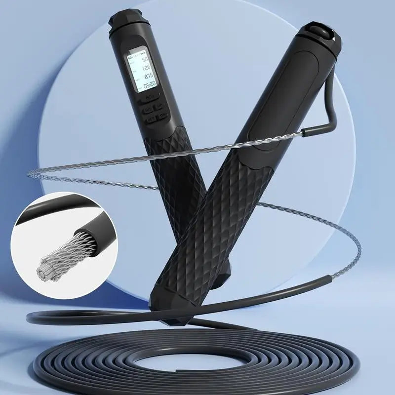 Cuerda para Saltar 2 en 1 sin Cable con Contador para Fitness - Cuerda de Saltar Inteligente Ajustable para Hombres, Mujeres y Niños, Entrenamiento de Boxeo, Crossfit y Cardio, Cuerda con Pesas de Bola Grande