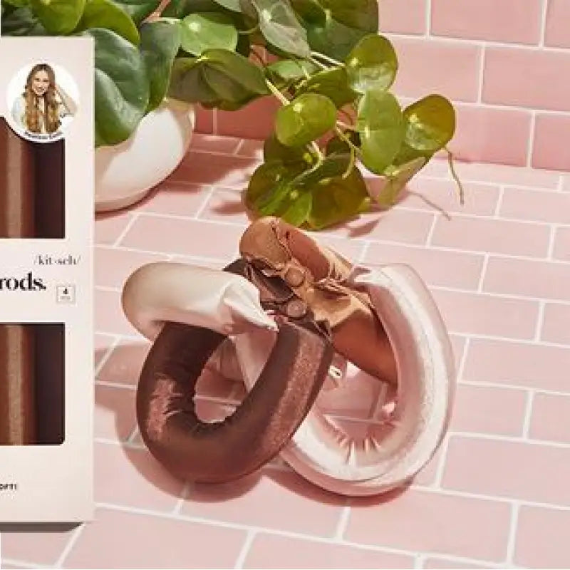 Tubo Rizador de Satín sin Calor - Tubo Flexible Jumbo para Rizos Nocturnos, Rizadores de Cabello Suaves, Set de 4 pzas, Madera de Rosa