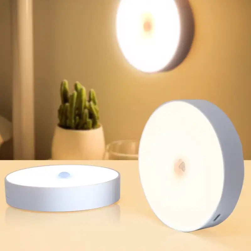 Luz de Noche con Sensor de Movimiento, 2 Piezas, Recargable USB, Magnética y Luz Cálida para Cocina, Clóset y Pasillo