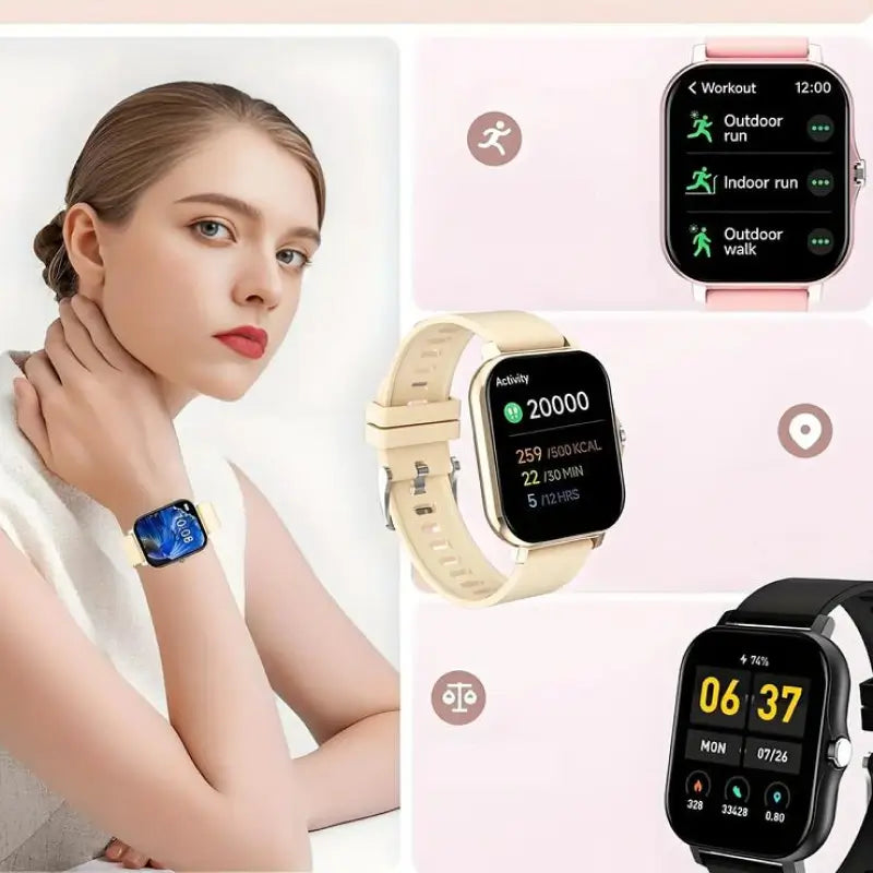 Smartwatch con llamadas inalámbricas, modo multideporte, notificaciones de mensajes, pantalla HD, multifuncional, ideal para regalo, carga USB, extensible de aleación