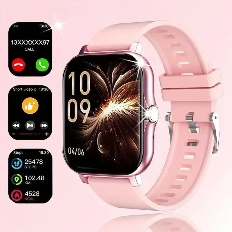 Smartwatch con llamadas inalámbricas, modo multideporte, notificaciones de mensajes, pantalla HD, multifuncional, ideal para regalo, carga USB, extensible de aleación