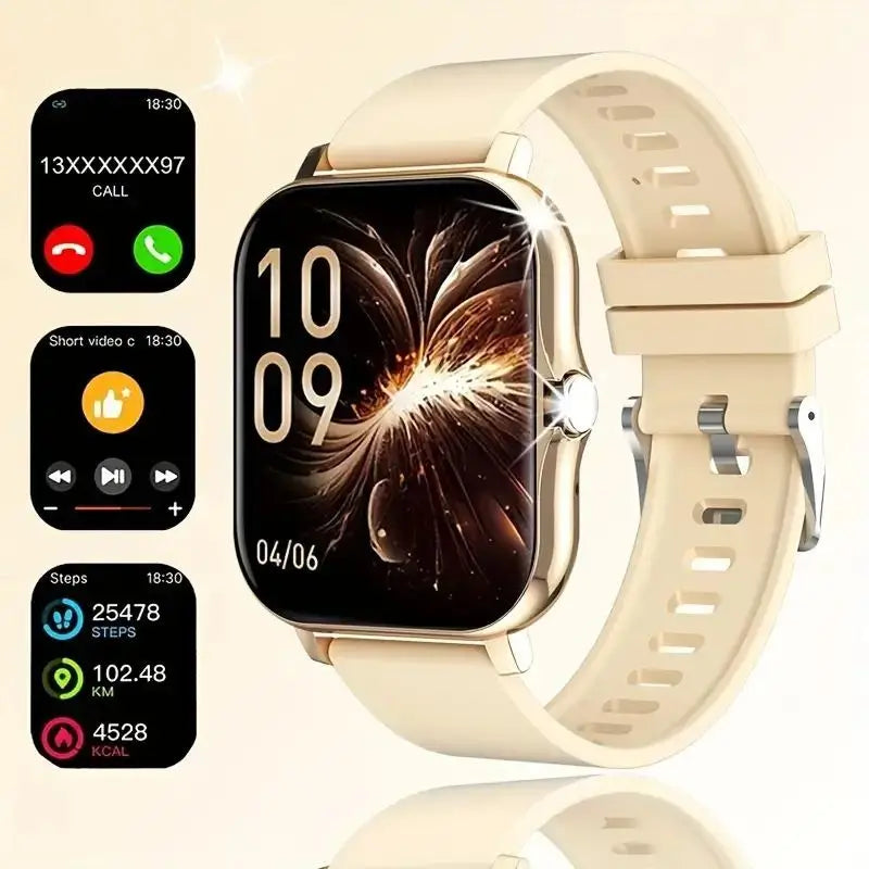 Smartwatch con llamadas inalámbricas, modo multideporte, notificaciones de mensajes, pantalla HD, multifuncional, ideal para regalo, carga USB, extensible de aleación