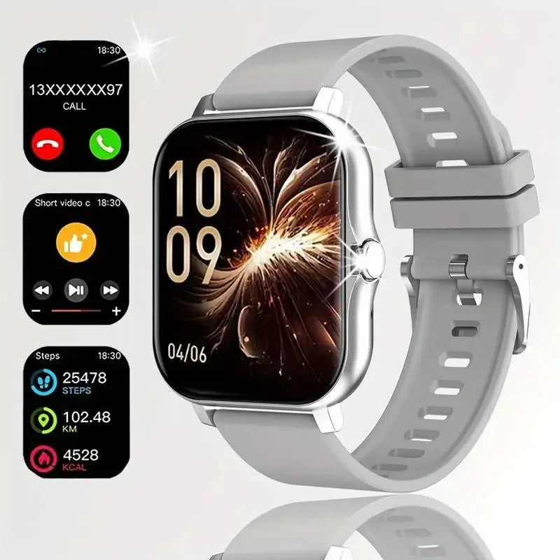 Smartwatch con llamadas inalámbricas, modo multideporte, notificaciones de mensajes, pantalla HD, multifuncional, ideal para regalo, carga USB, extensible de aleación