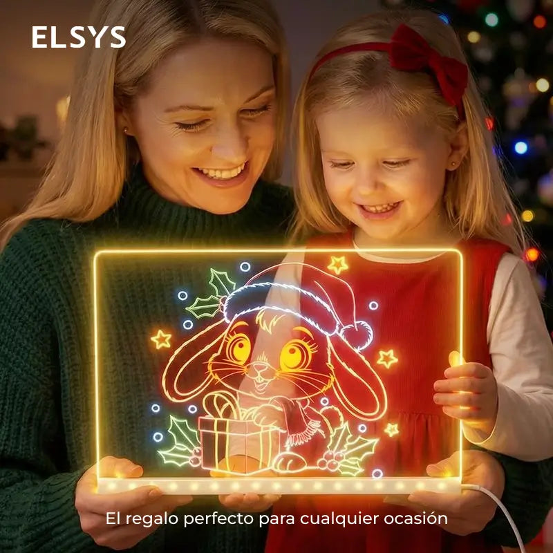 Tablero acrílico con luz LED para niños, borrado en seco y soporte ajustable, ideal para dibujos, notas y aprendizaje
