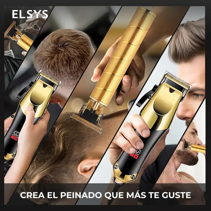 Máquina de barbería recargable USB para corte, delineado o afeitado, con diseño inalámbrico y accesorios según modelo seleccionado para casa