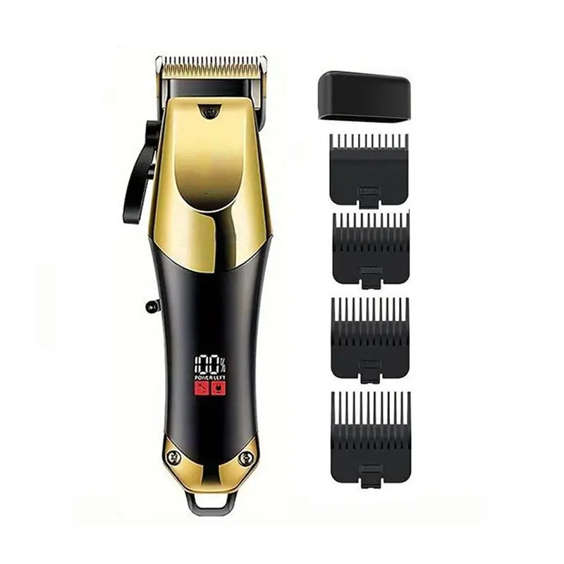 Máquina de barbería recargable USB para corte, delineado o afeitado, con diseño inalámbrico y accesorios según modelo seleccionado para casa