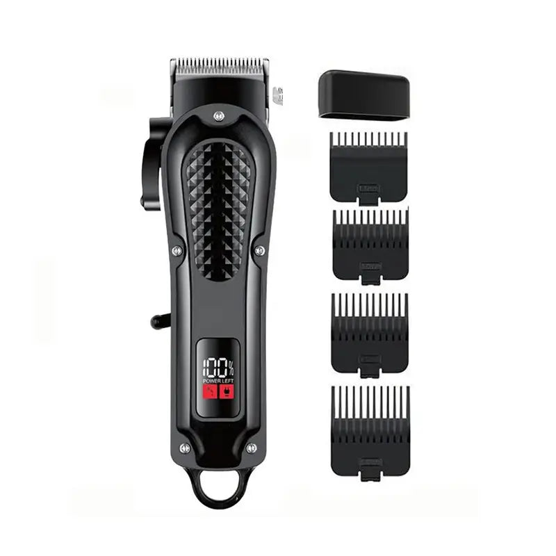 Máquina de barbería recargable USB para corte, delineado o afeitado, con diseño inalámbrico y accesorios según modelo seleccionado para casa