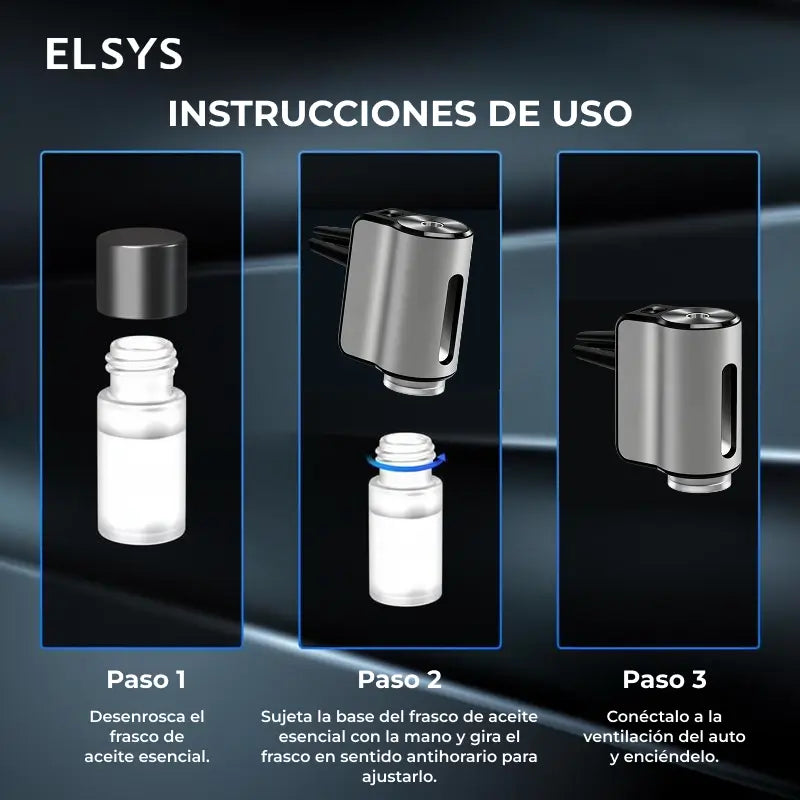 Difusor aromático inteligente para auto con 3 niveles de fragancia, batería 45 días y clip para ventilación
