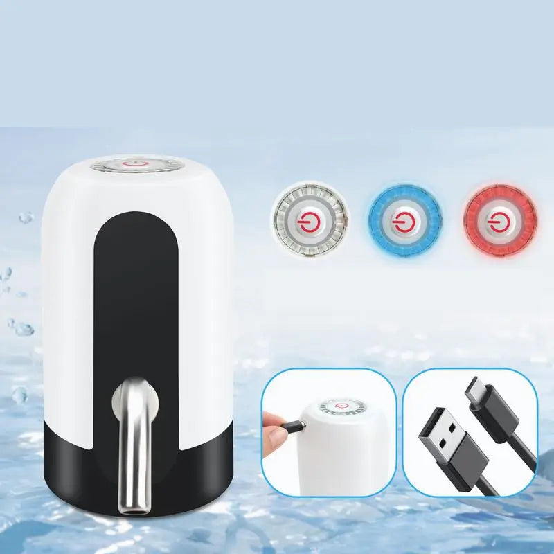 Dispensador de Agua para Garrafón de 19 Litros - Bomba de Agua Recargable USB, Libre de BPA, Manguera de Silicona de Grado Alimenticio, Boquilla de Acero Inoxidable - Batería de 30 a 40 Días, Operación de un Solo Botón para Cocina, Camping y Oficina