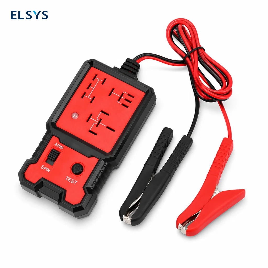 Probador de relevadores automotrices 12V/24V con LED y selector 4/5 pines para diagnóstico rápido en auto y taller