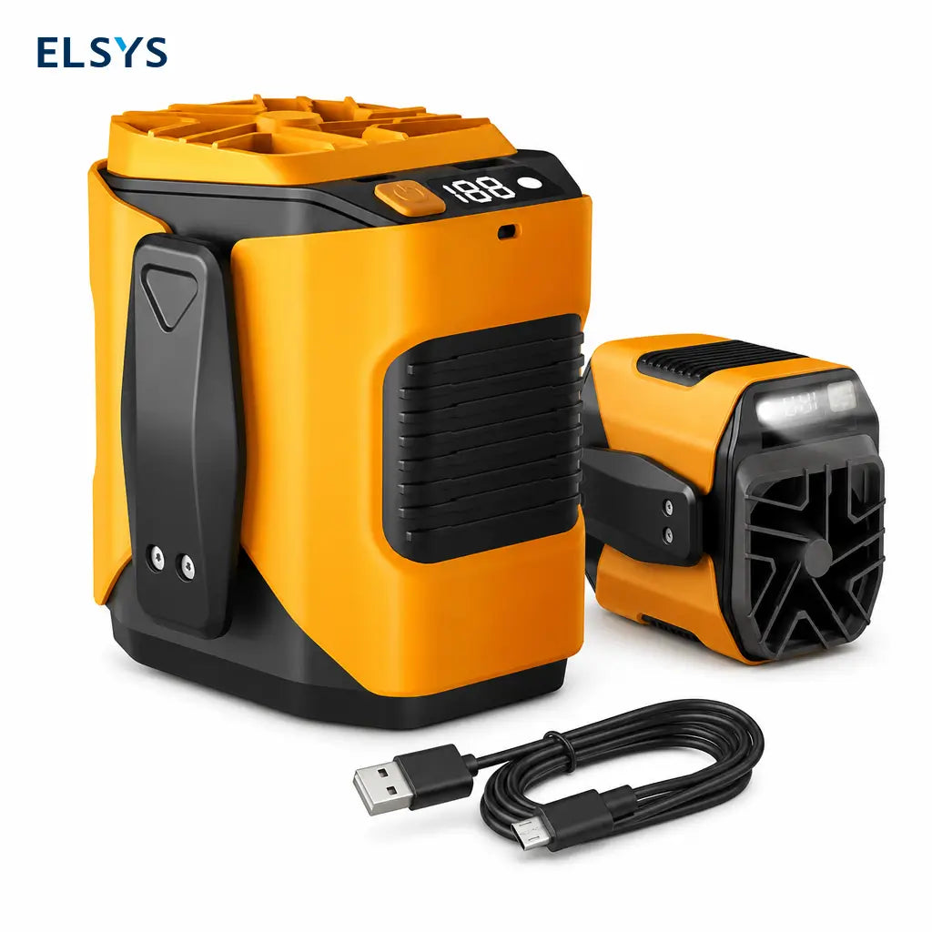 Ventilador personal manos libres con 10 velocidades, motor brushless y carga USB-C para obra, jardín, bici y camping en días calurosos