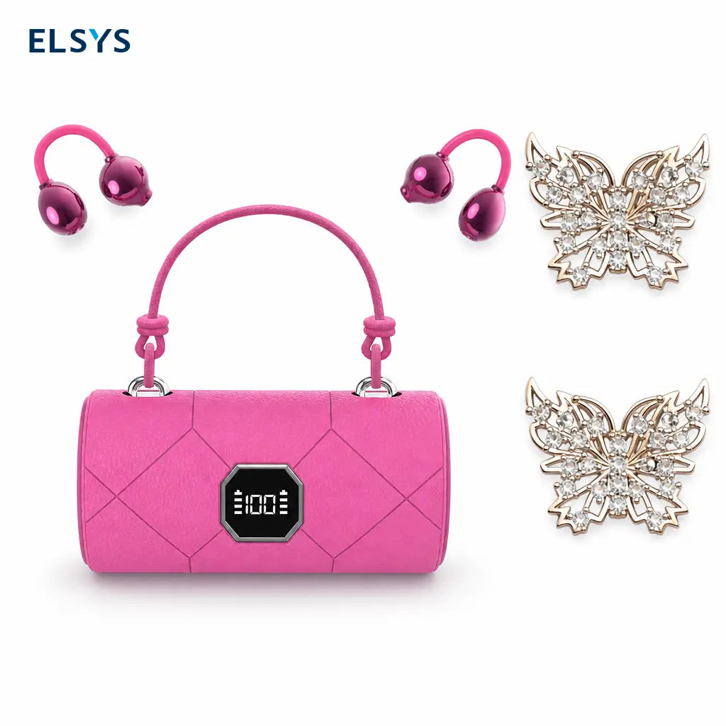 Audífonos inalámbricos tipo clip Bluetooth 6.0 de oreja abierta con estuche estilo bolso y pantalla LED para llamadas, música y viajes