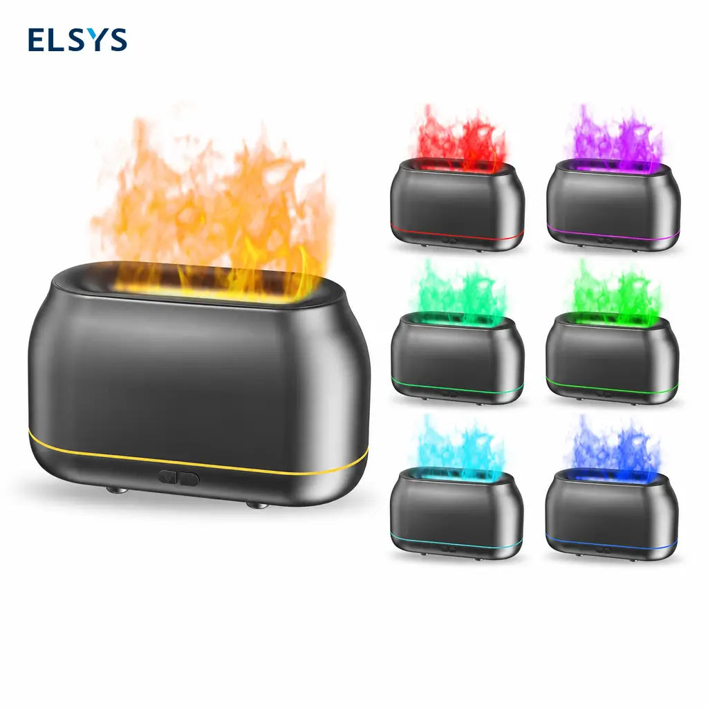 Difusor de aceites esenciales 160 ml con efecto flama de 7 colores, humidificador y apagado automático para recámara y yoga