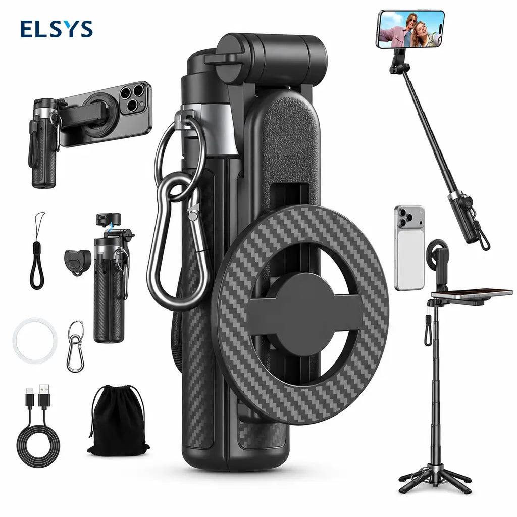 Bastón selfie magnético 4 en 1 con control Bluetooth, trípode estable y rotación 360° para fotos con celular en viajes grupales