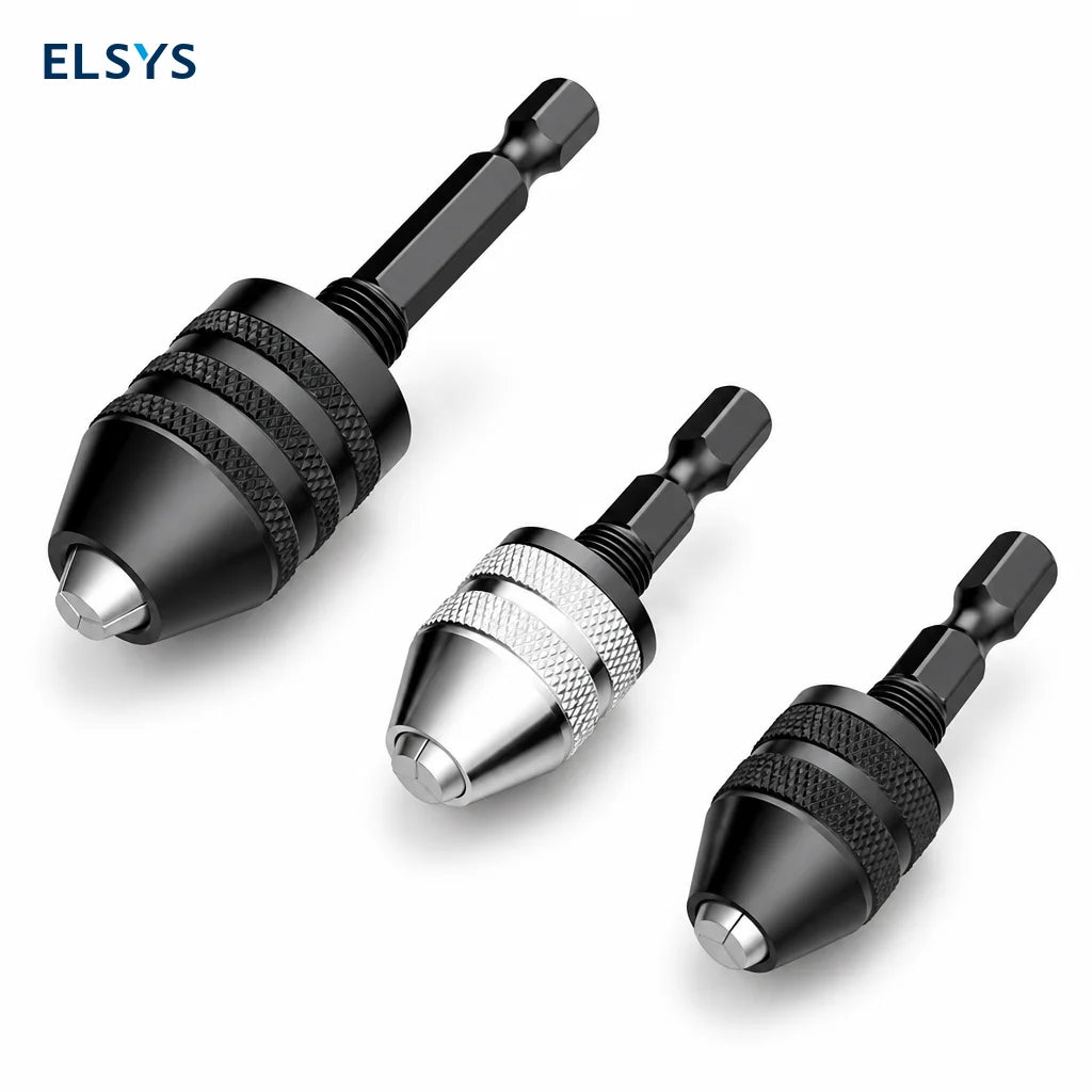 Adaptador de mandril sin llave 1/4" hexagonal de cambio rápido, set de 2 para taladros de impacto y herramientas eléctricas compatibles