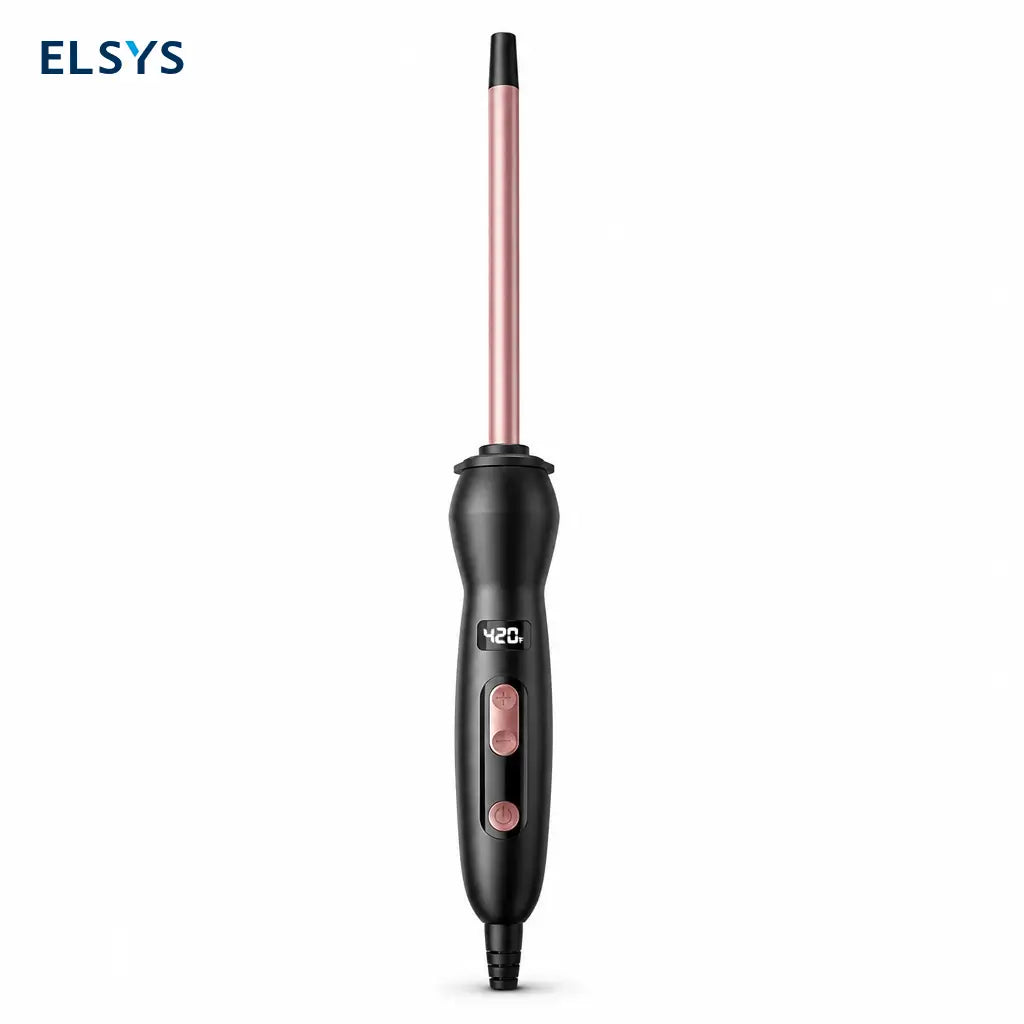 Tenaza rizadora 3/8” de cerámica turmalina con calor rápido y pantalla LCD para rizos definidos en cabello fino o grueso