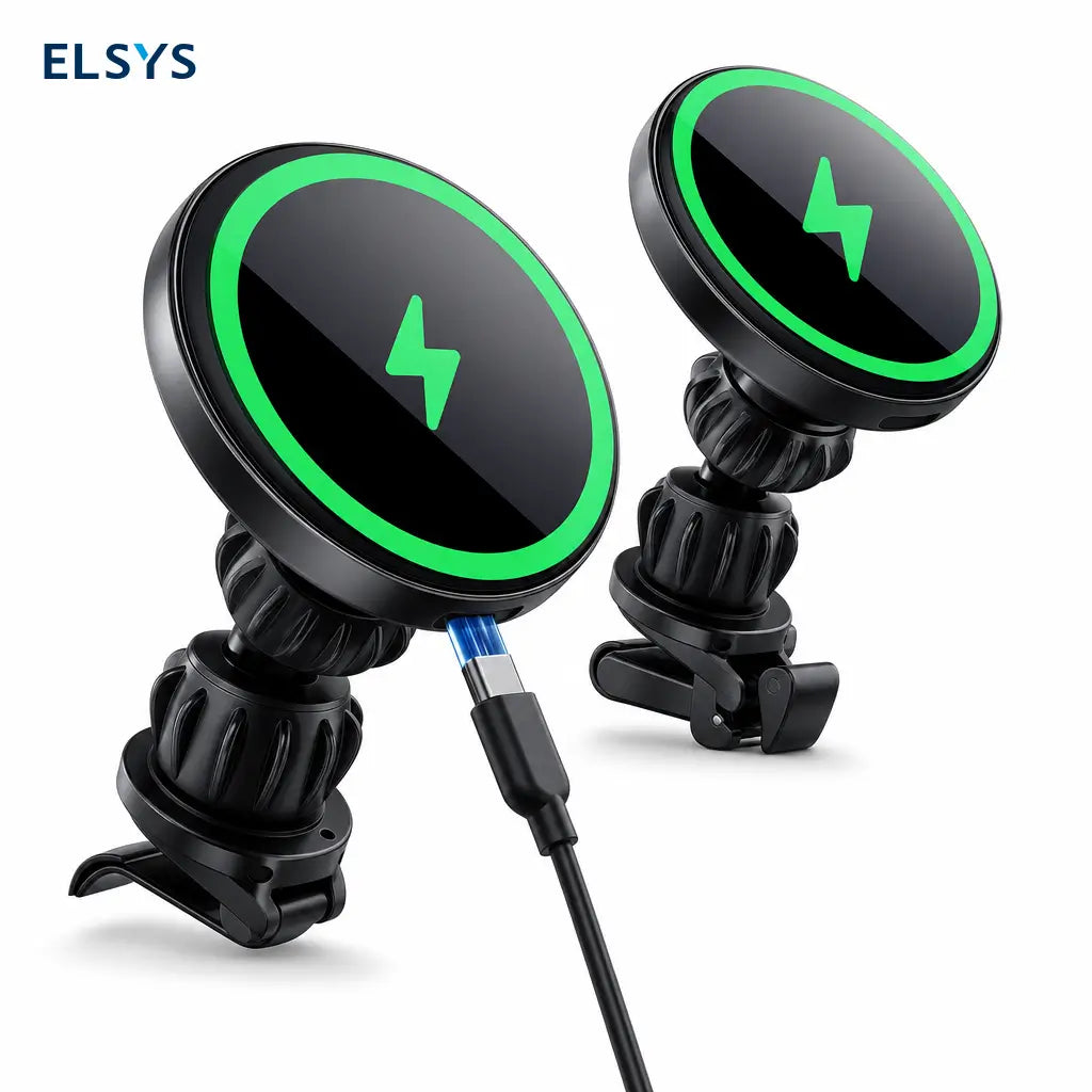 Cargador inalámbrico magnético 15W para auto con soporte ajustable 360° y montaje 3 en 1, ideal para iPhone en viajes diarios