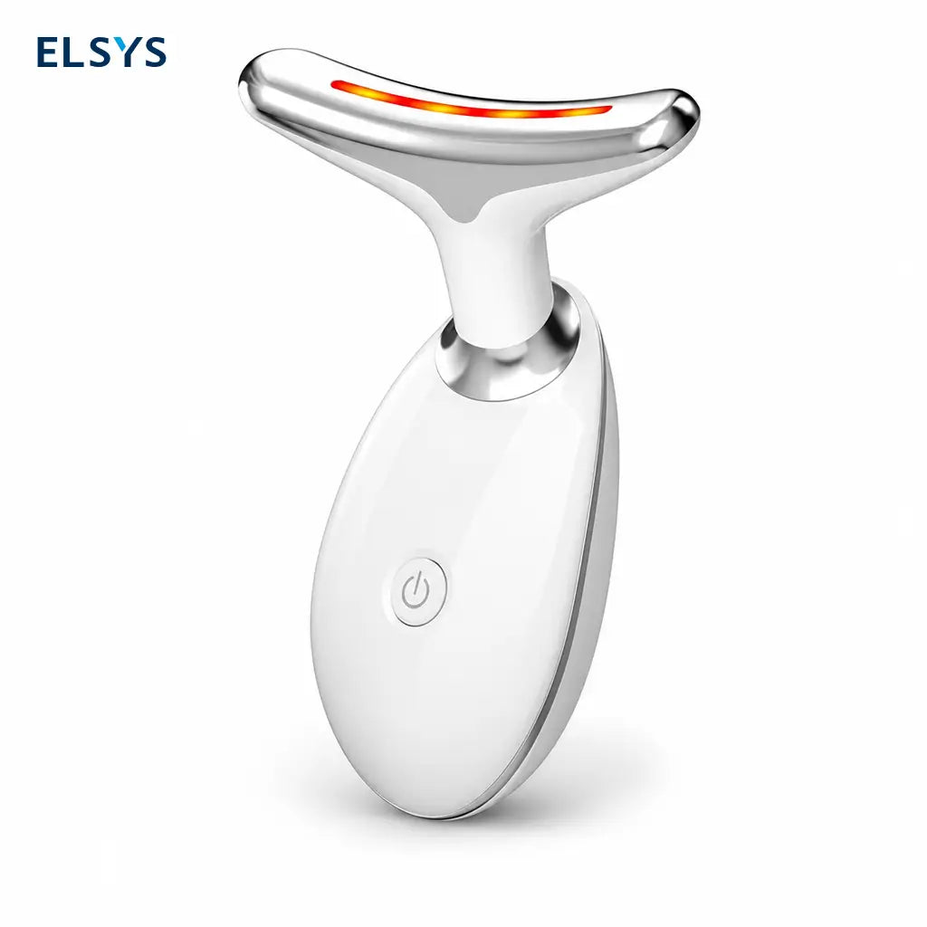 Masajeador facial y de cuello con luz LED de 7 colores, calor a 45 °C y vibración para rutina diaria de skincare