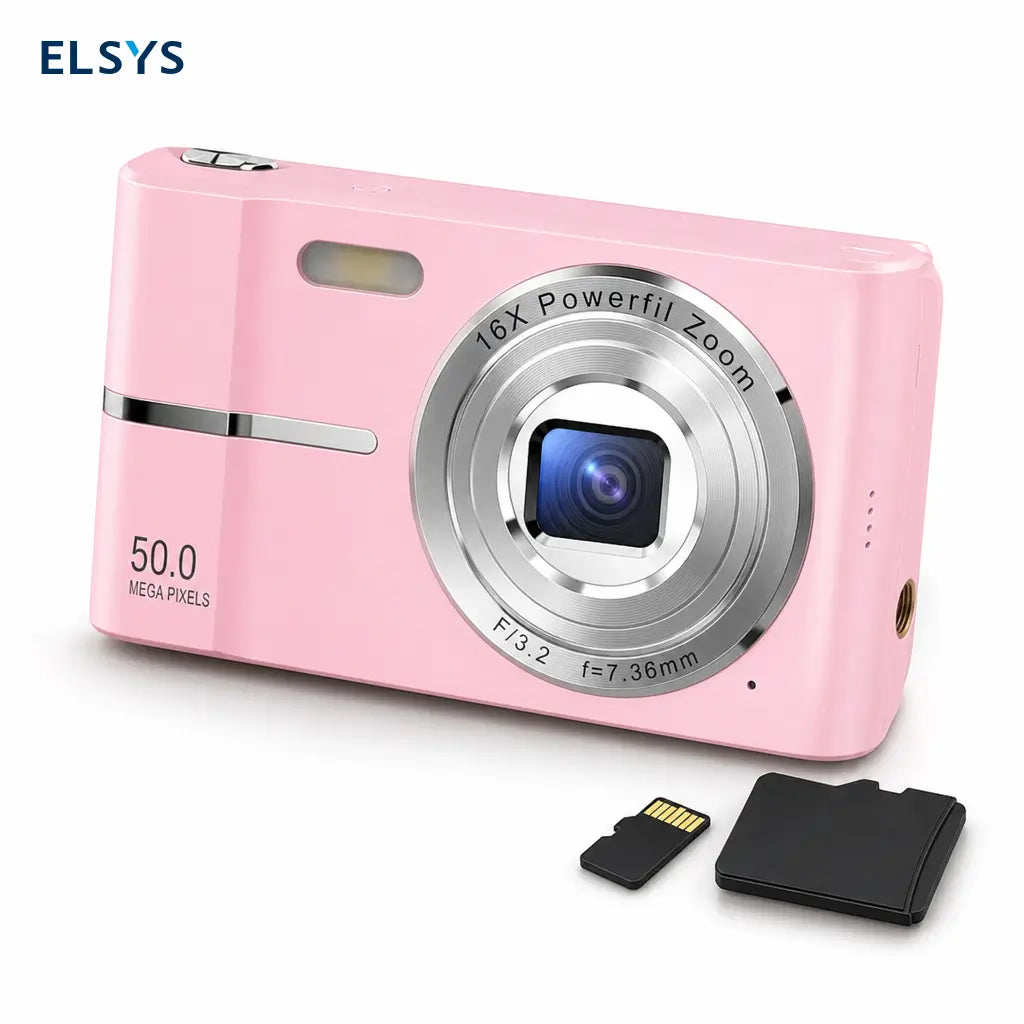 Cámara digital compacta 1080P con zoom 16X y tarjeta 32GB para estudiantes, viajes y fotos fáciles en cualquier salida