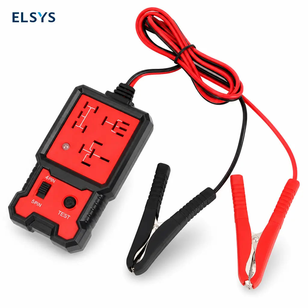 Probador automotriz de relevadores 12V con indicador LED rojo y verde para diagnóstico rápido en autos, talleres y revisión de 4 y 5 pines