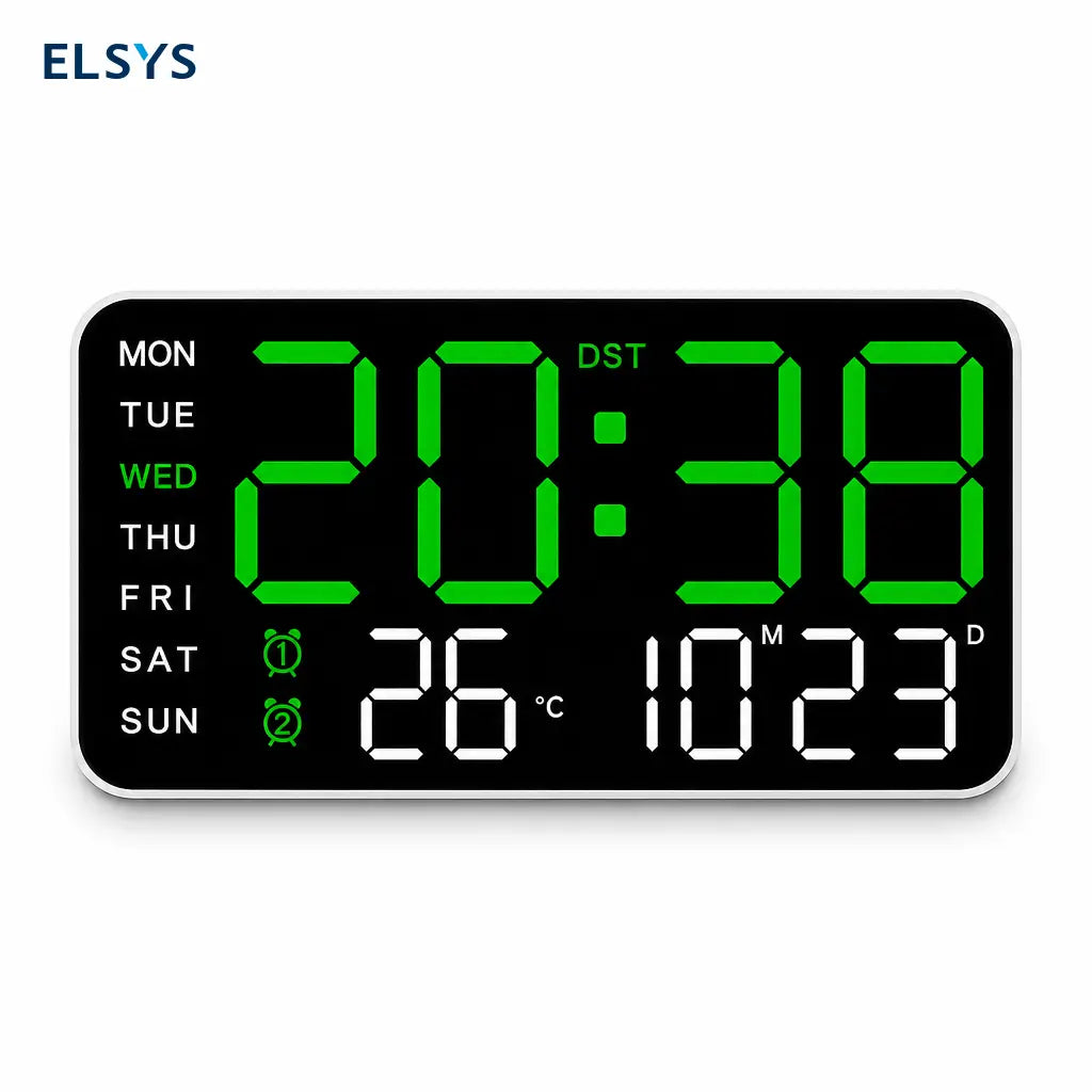Reloj despertador digital grande con pantalla LED visible, activación por voz, temperatura y doble alarma para buró, sala o pared en casa