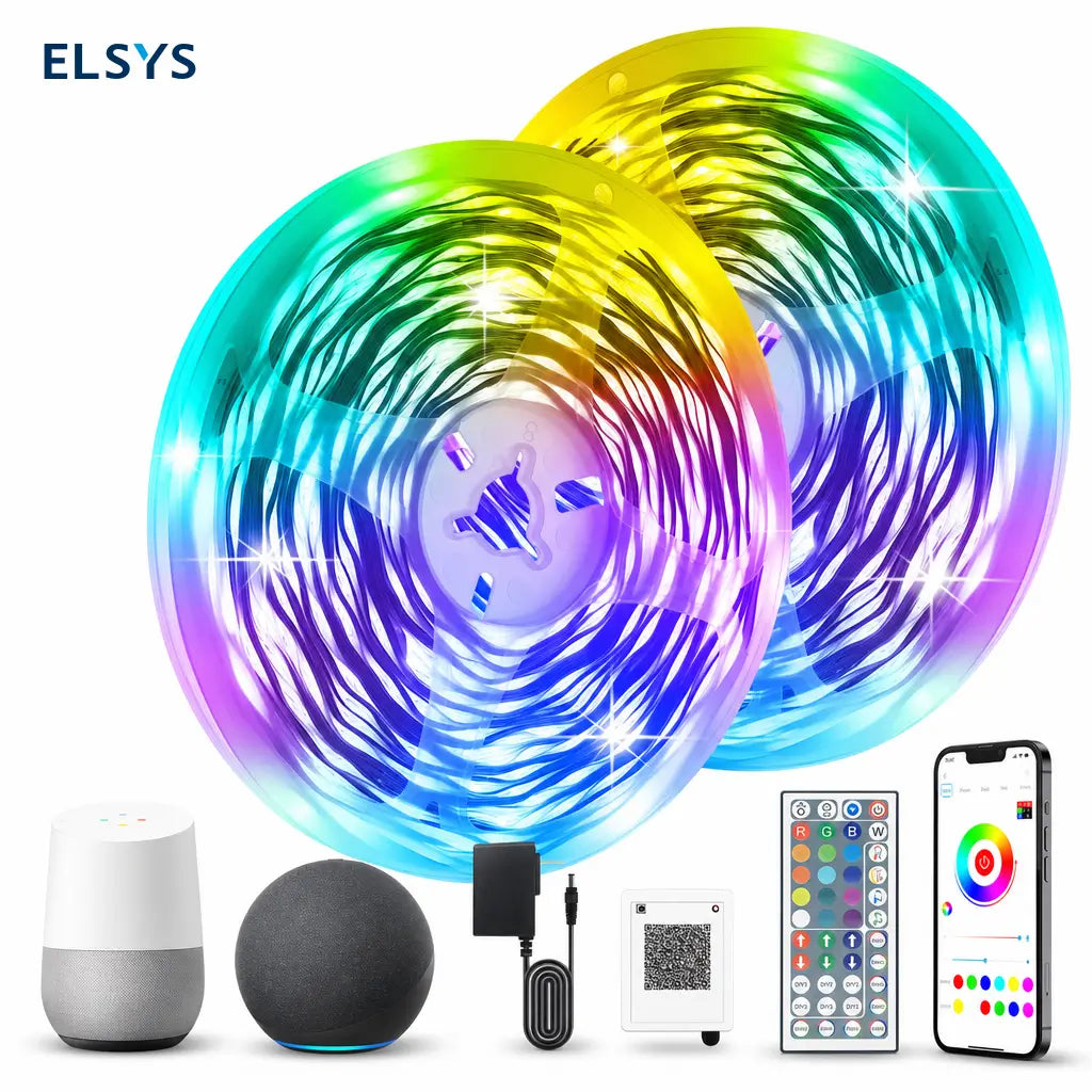 Tira inteligente de luces LED WiFi RGB 15 m o 30 m con app, control de voz y música para recámaras, salas y fiestas
