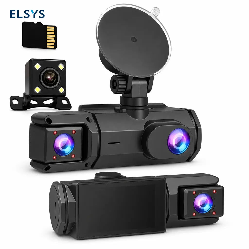 Cámara DVR compacta para vehículo con pantalla, 1080P frontal y cámara giratoria 180° para vigilar camino e interior en cada trayecto con mayor control