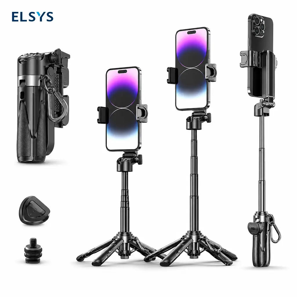 Tripié selfie 3 en 1 mini con control Bluetooth 5.2 desmontable para vlogs, fotos grupales y lives con celular iPhone y Android