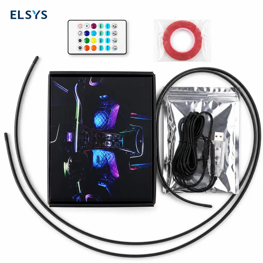 Iluminación interior LED RGB USB para auto con modos dinámicos y sincronización musical