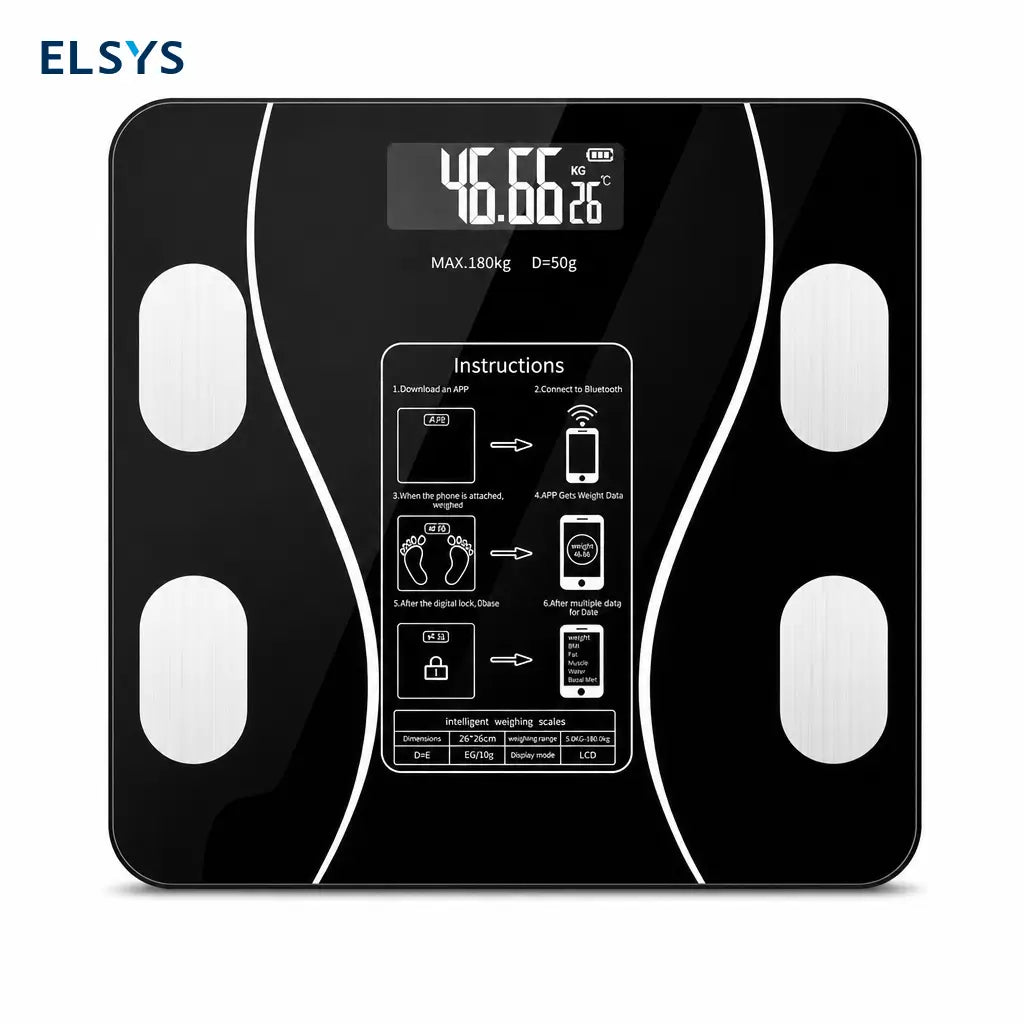 Báscula digital Bluetooth para baño con medición de peso, grasa corporal e IMC, ideal para seguimiento diario personal fácil