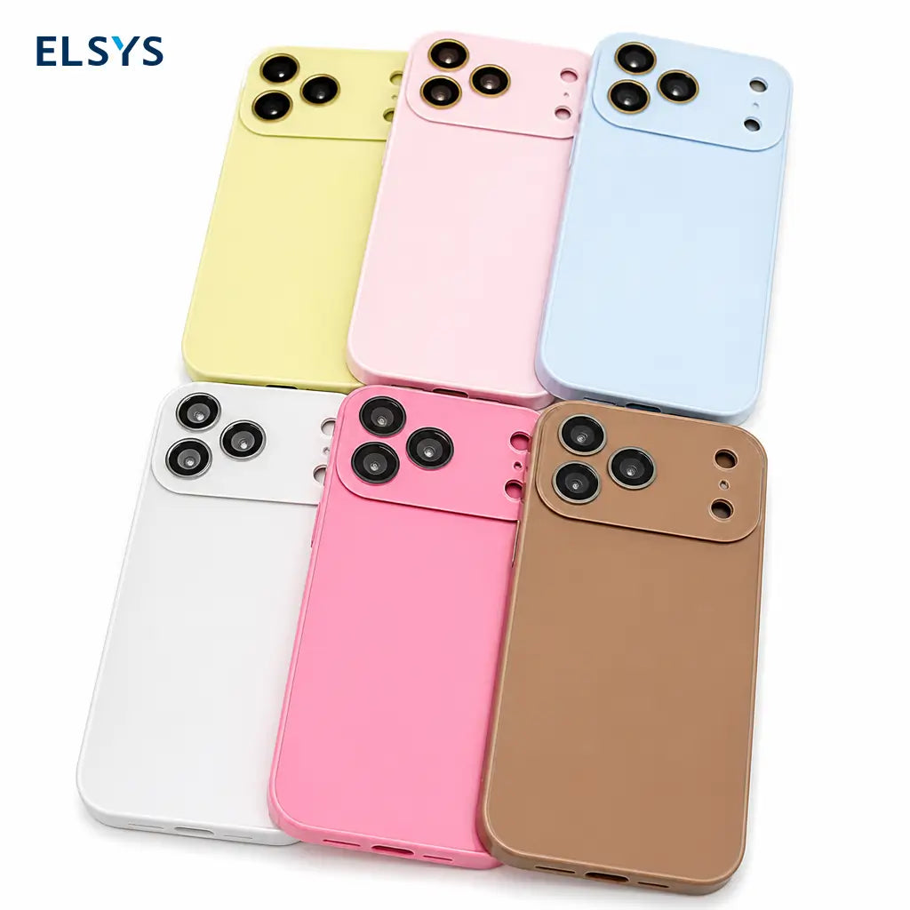 Funda delgada con textura cristal para iPhone 14/15/16/17 — antihuella y protección diaria contra golpes