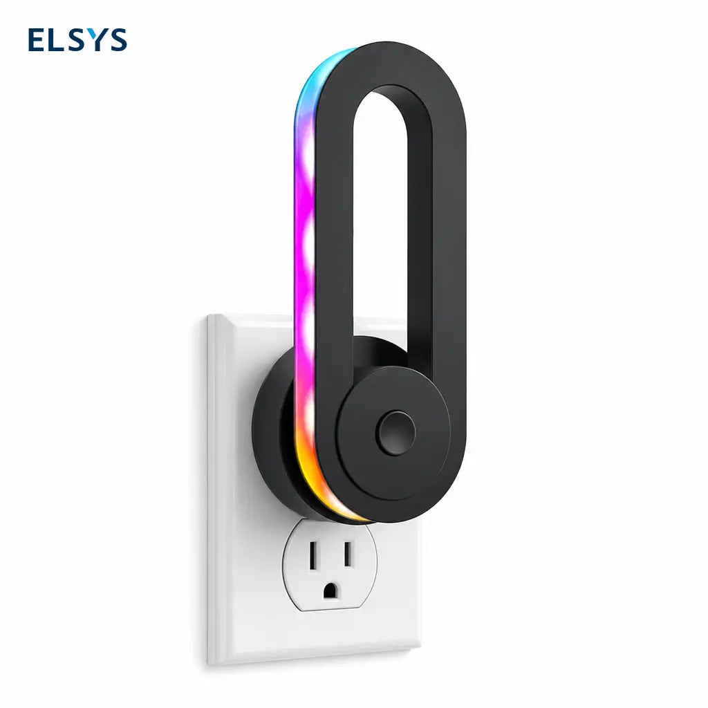 Lámpara nocturna LED RGB enchufable con sensor automático, dos modos de luz y giro 180° para recámara, sala gamer o buró