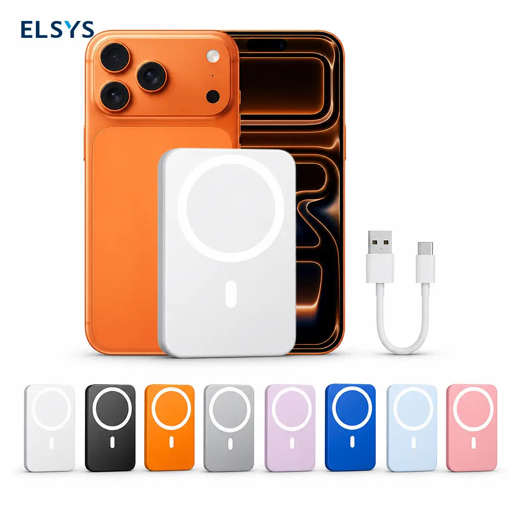 Power bank magnético 5000mAh con carga inalámbrica rápida para iPhone 12 a 17, ideal para mochila, escuela, viajes y oficina