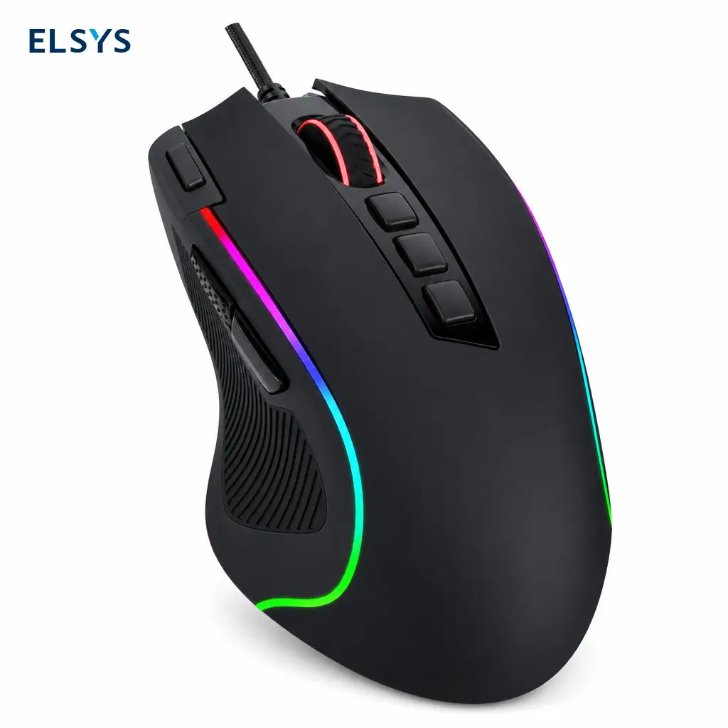 Mouse gamer alámbrico óptico de 8000 DPI con 11 botones programables y RGB para partidas precisas en computadora y trabajo diario