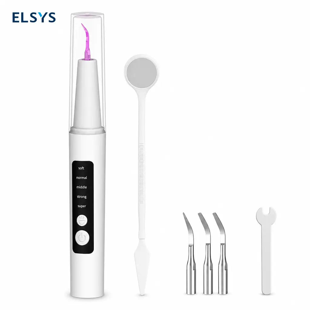 Raspador dental ultrasónico con vibración magnética, luz LED y cabezales reemplazables para higiene bucal diaria contra placa y sarro adultos