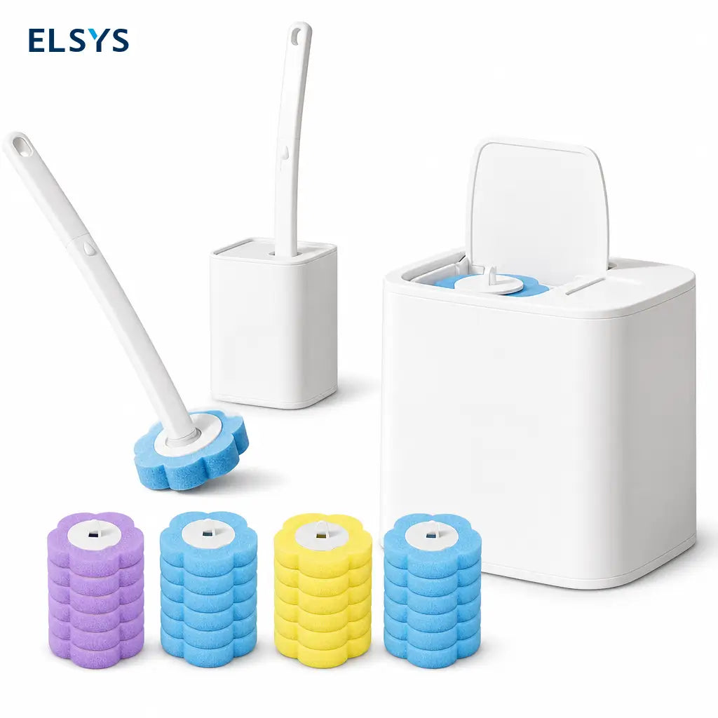 Cepillo desechable para baño con 24 repuestos aromáticos y soporte de pared para limpiar WC, lavabo, tina y mingitorio sin tocar cabezal