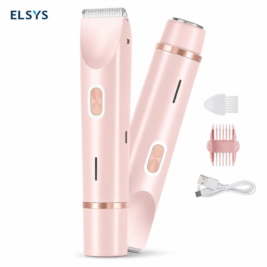 Rasuradora eléctrica 2 en 1 para bikini, rostro, axilas y piernas, recargable IPX7 para piel sensible en seco o ducha femenino