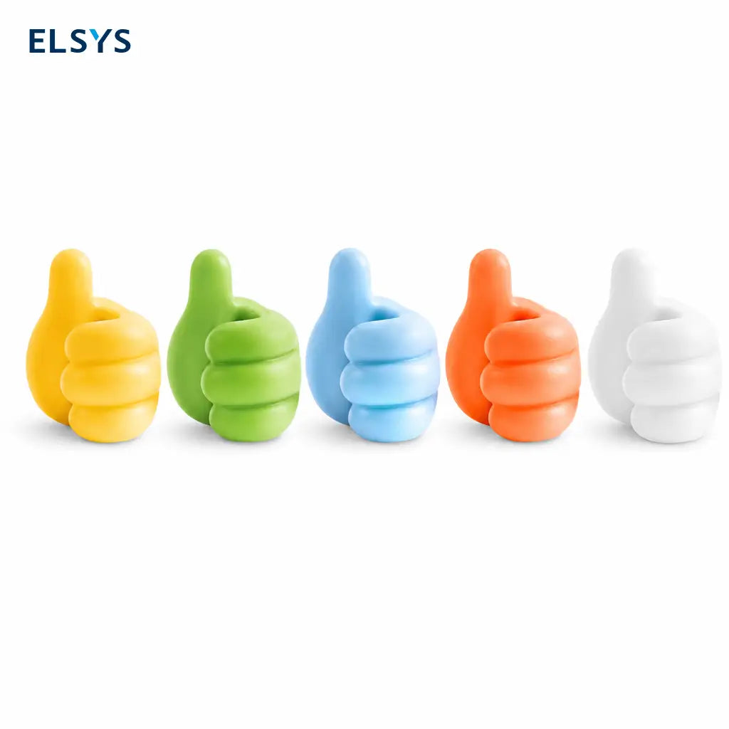 Set de 4 ganchos adhesivos de pulgar para organizar cables y decorar escritorios, recámaras y espacios del hogar sin perforar paredes fácilmente