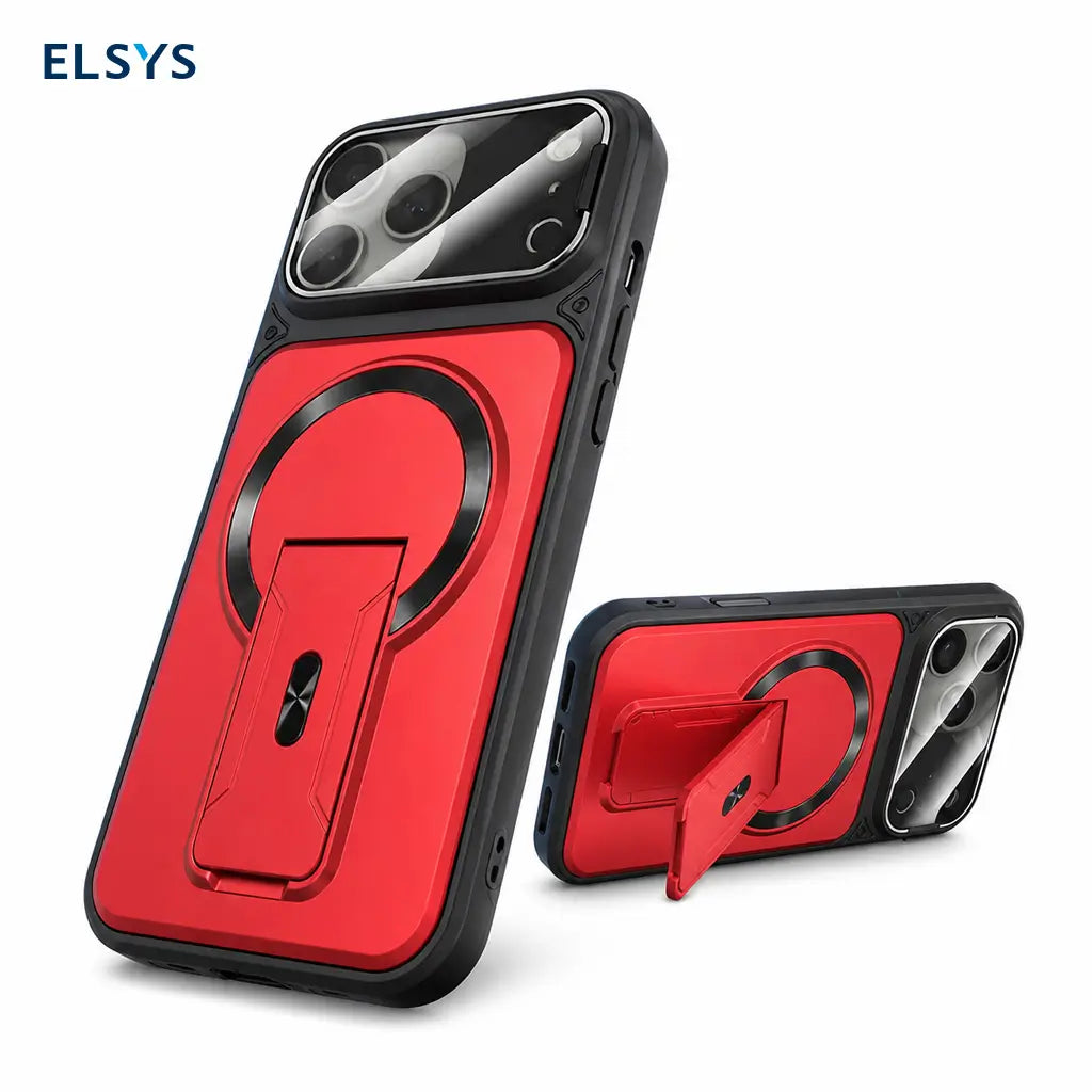 Funda multifuncional para iPhone con soporte invisible, protección de cámara y aro magnético para uso diario y manejo cómodo en tu celular