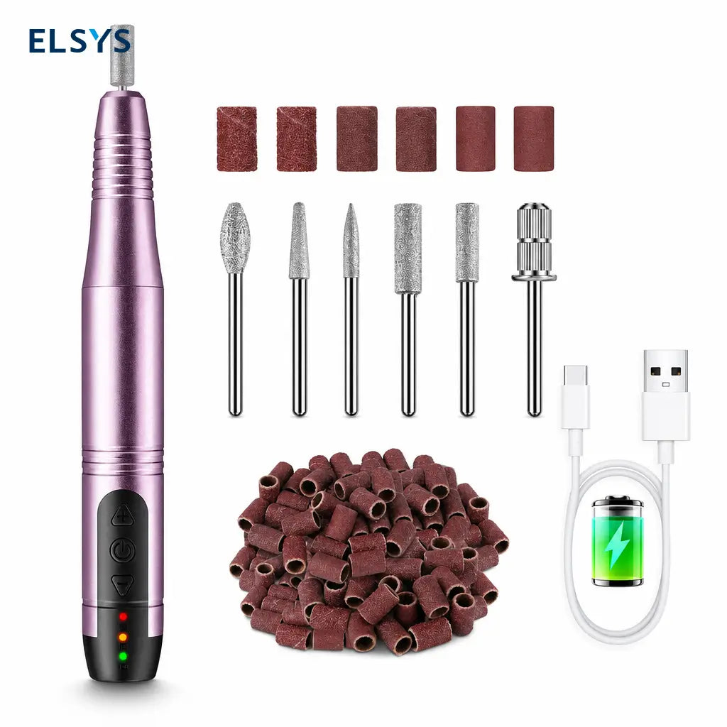 Torno eléctrico inalámbrico para uñas con velocidad ajustable y giro reversible, para manicura, pedicura y nail art en gel o polvo