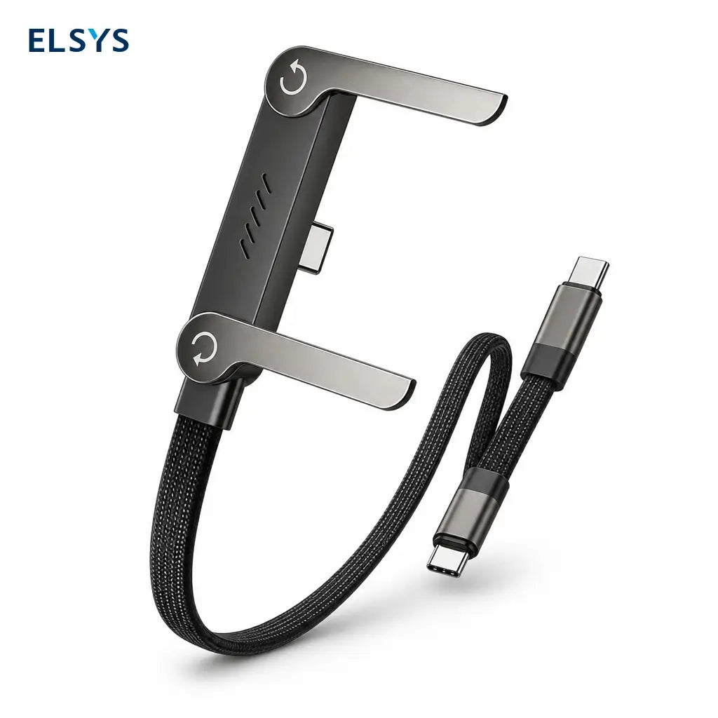 Cable cargador USB-C 240W con soporte plegable integrado para jugar, ver videos y trabajar desde tu celular en oficina, auto o viaje
