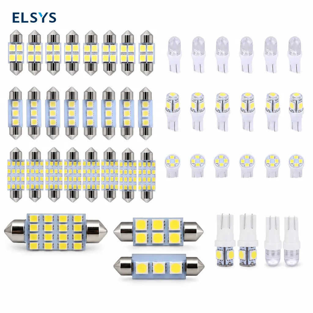 Kit de 42 focos LED blancos 12V para interior de auto y camioneta, luz de techo, mapa, cabina y cajuela, instalación fácil