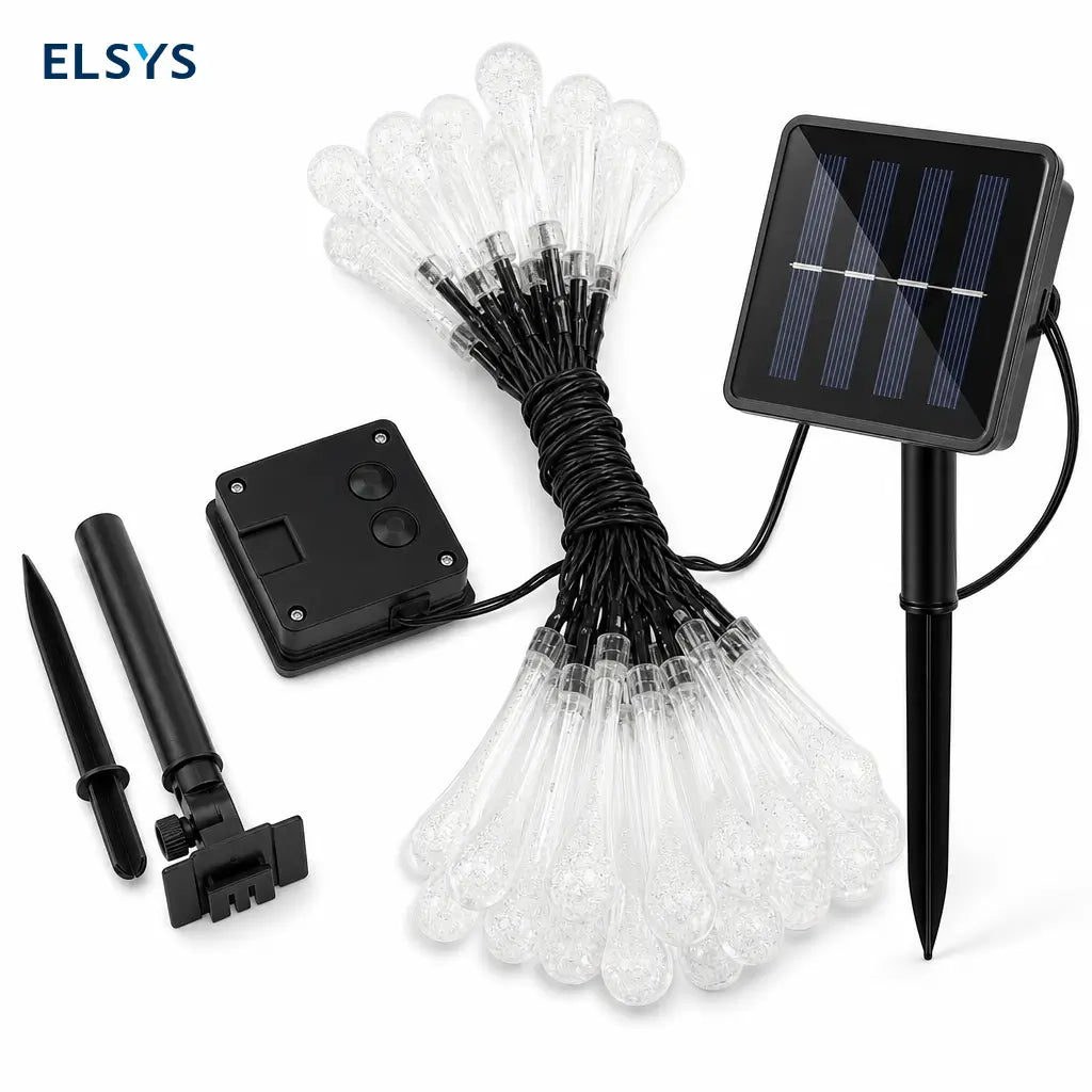 Guirnalda solar LED de 3 m con 20 focos impermeables IP65 y 8 modos para decorar jardín, terraza, balcón y patio exterior