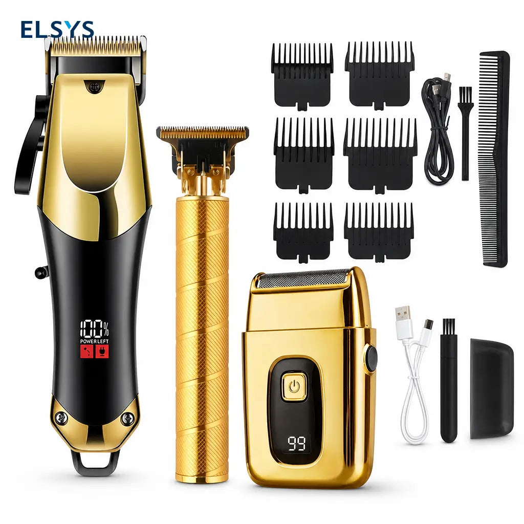 Kit de cortadora y recortadoras para hombre con carga USB, pantalla LCD y cuchillas ajustables para cortes en casa o barbería
